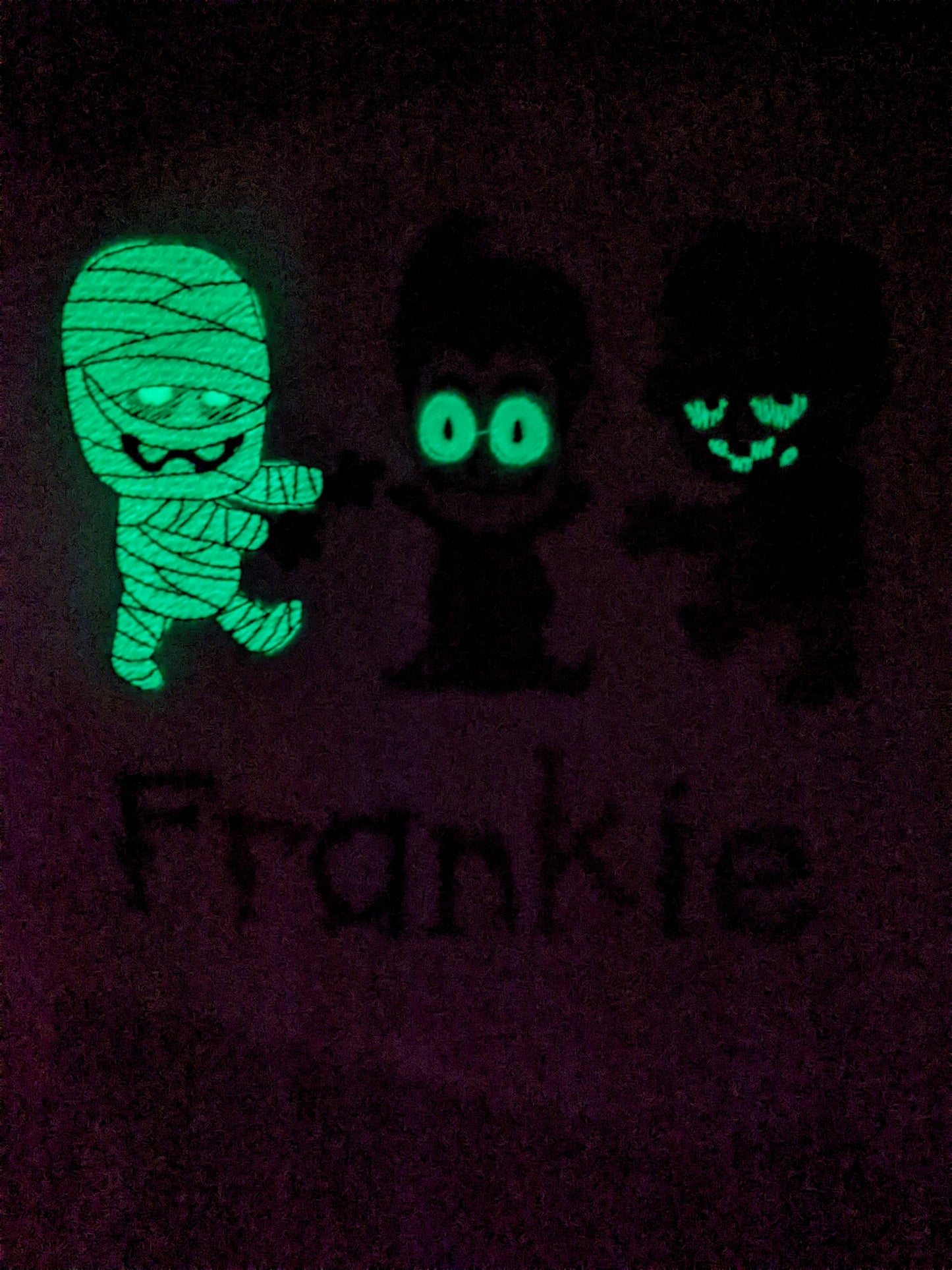 Halloween Tshirt | Children Personalised Shirt with Mummy Vampire Dracula Frankenstein Zombie | Glow in the Dark