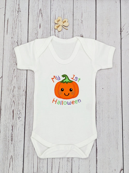 My first Halloween Tshirt Bodysuit | Baby My 1st Halloween Shirt | Cute Pumpkin | Unisex Baby Halloween Gift | Embroidered