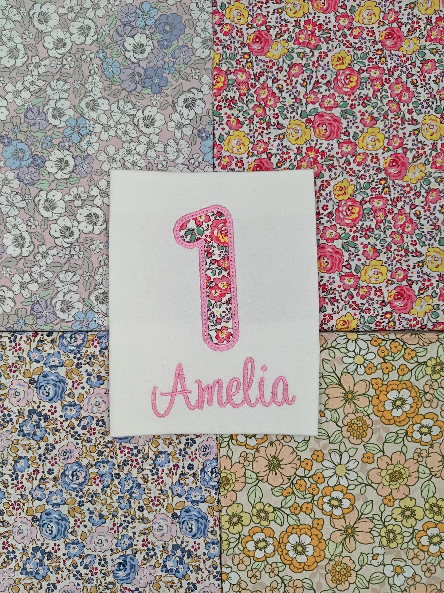 Children's  Birthday Tshirt |  Flowers | Dinosaurs | Space  | Embroidery