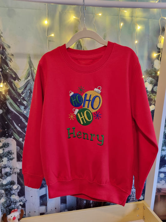 PRE order with deposit -Children's Christmas Sweatshirt | Personalised Ho Ho Ho