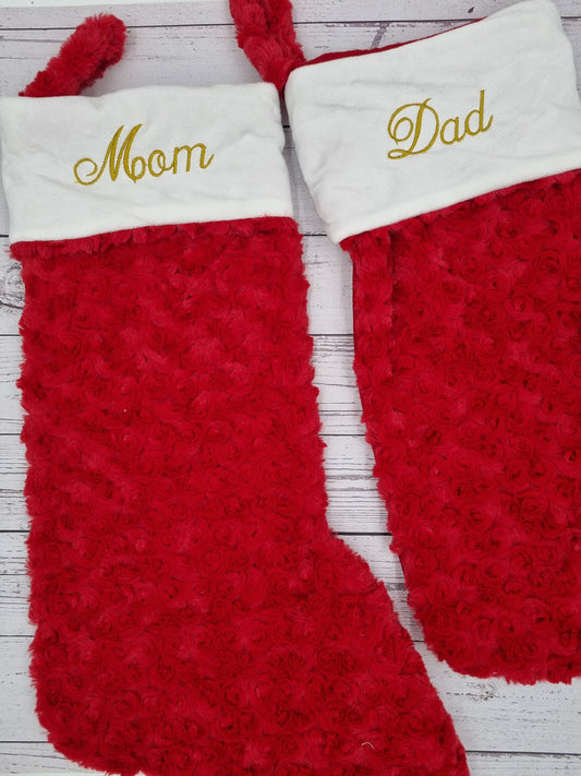 Personalised Santa  Christmas Stockings Plush red |  Stockings with Name | Cute Christmas Decoration |  Embroidered