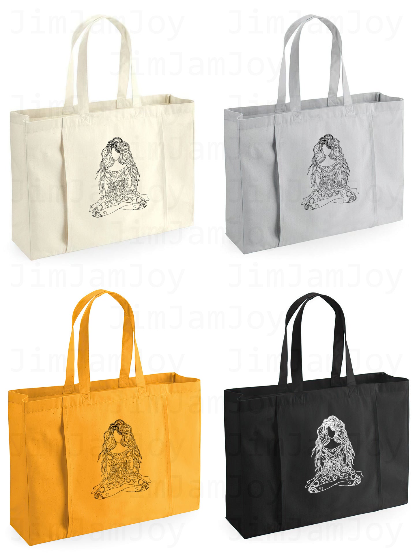 Personalised Organic Yoga Tote Bag with Yoga  Poses - Embroidery