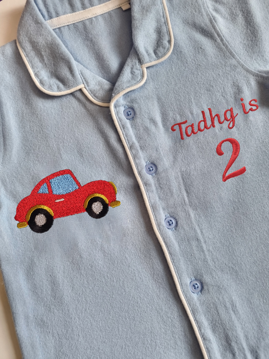 Personnalised - Long Sleeve Pyjama Set in Blue - Embroidery