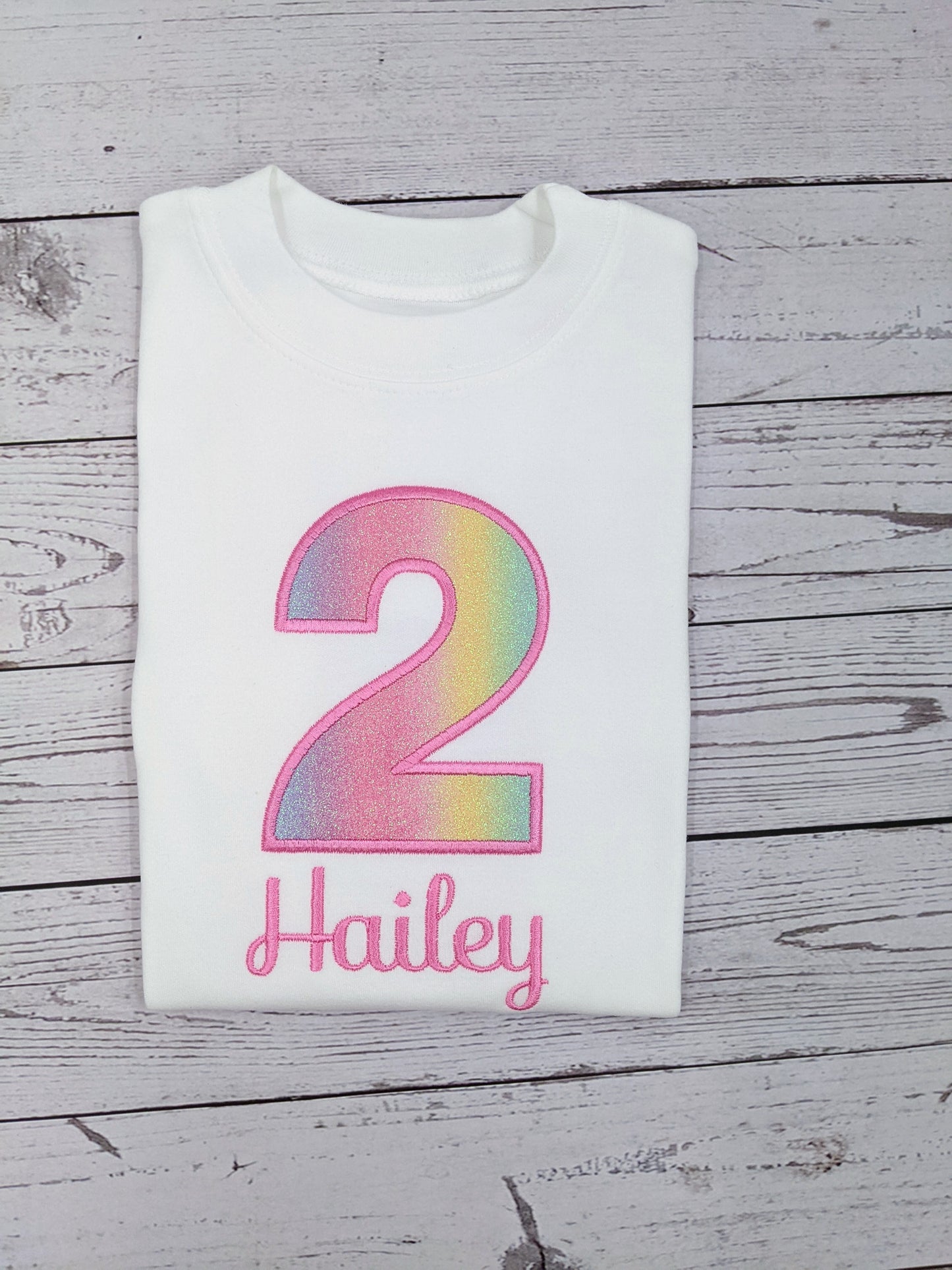 Children Personalised Birthday Number t-shirt with Pastel Colors | Birthday Princess | Embroidery