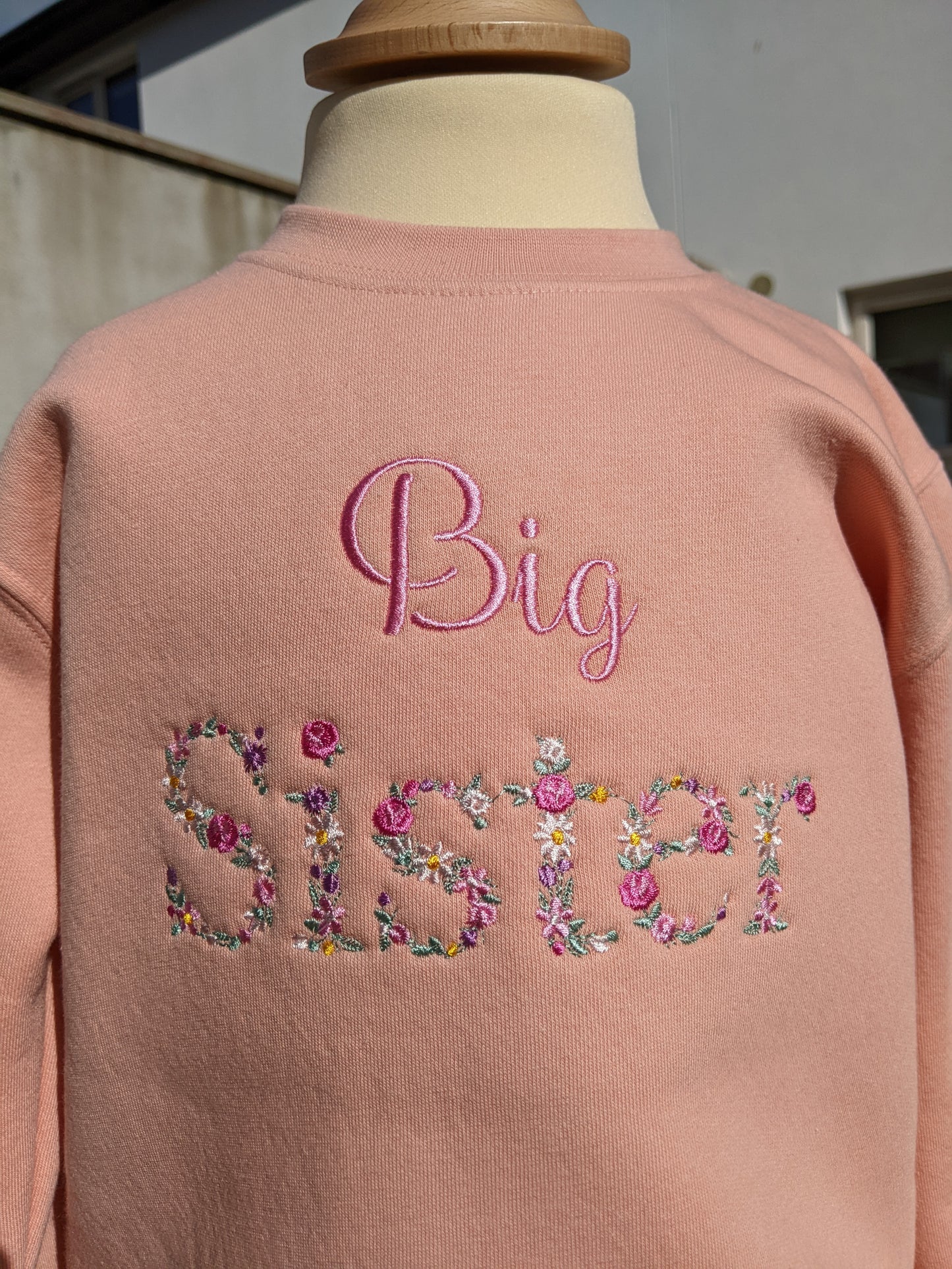 Children's Big Sister Floral Sweatshirt | Big Sister Flower Monogram  | Embroidery