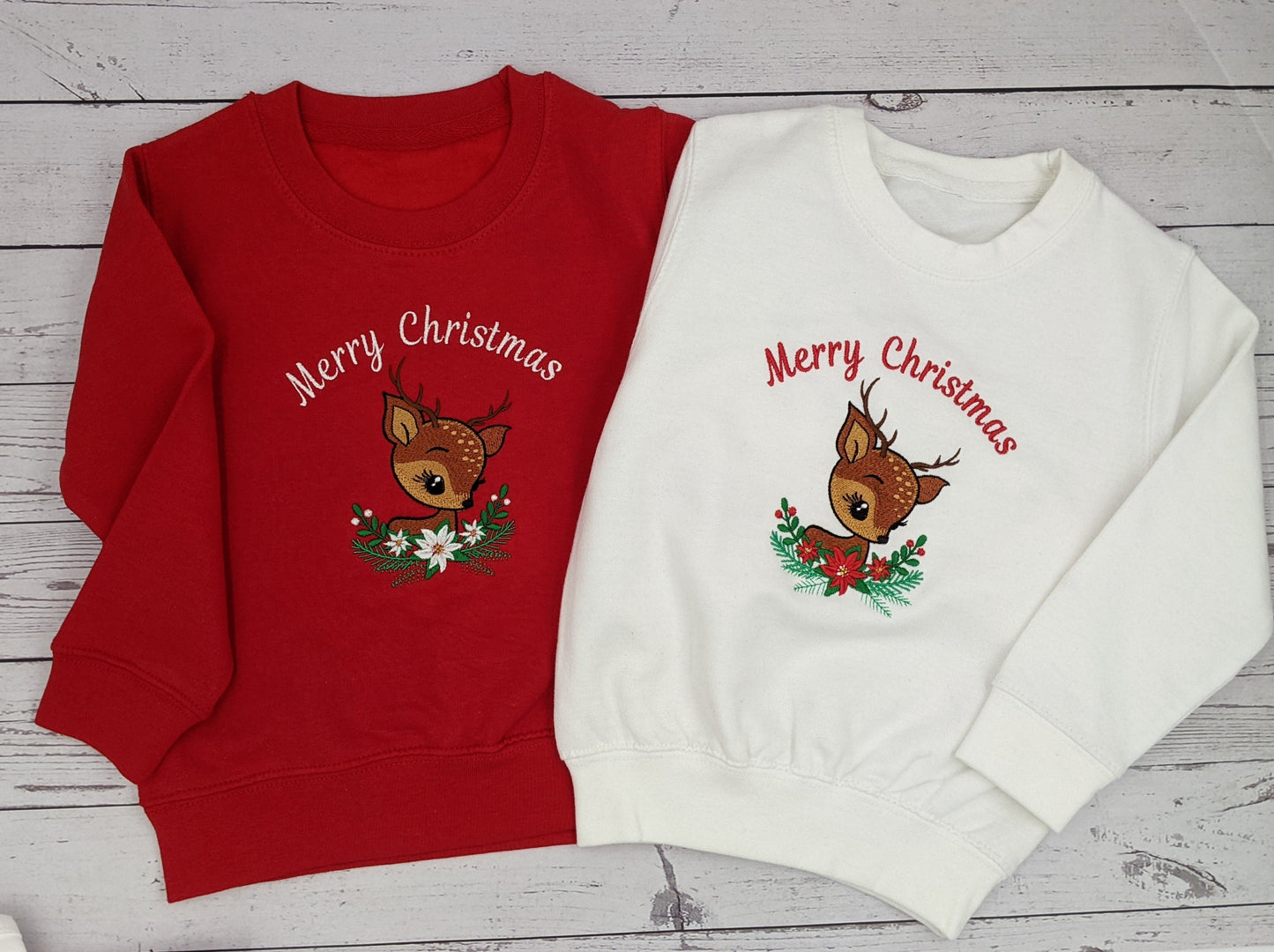 Children's Christmas Sweatshirt | Personalised | Christmas Jumper | Cute Reindeer | Xmas Jumper | Embroidered