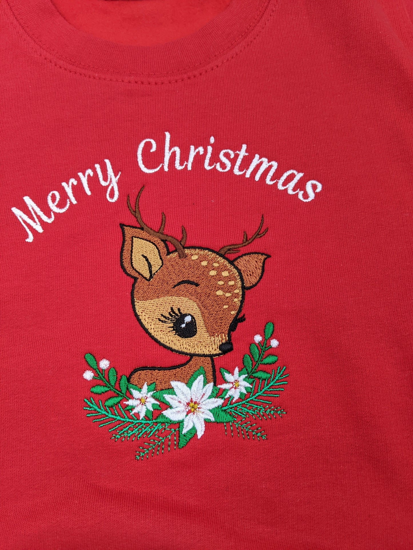 Children's Christmas Sweatshirt | Personalised | Christmas Jumper | Cute Reindeer | Xmas Jumper | Embroidered