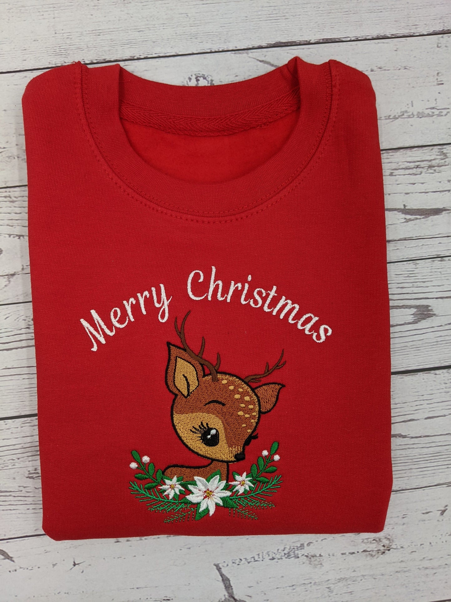 Children's Christmas Sweatshirt | Personalised | Christmas Jumper | Cute Reindeer | Xmas Jumper | Embroidered