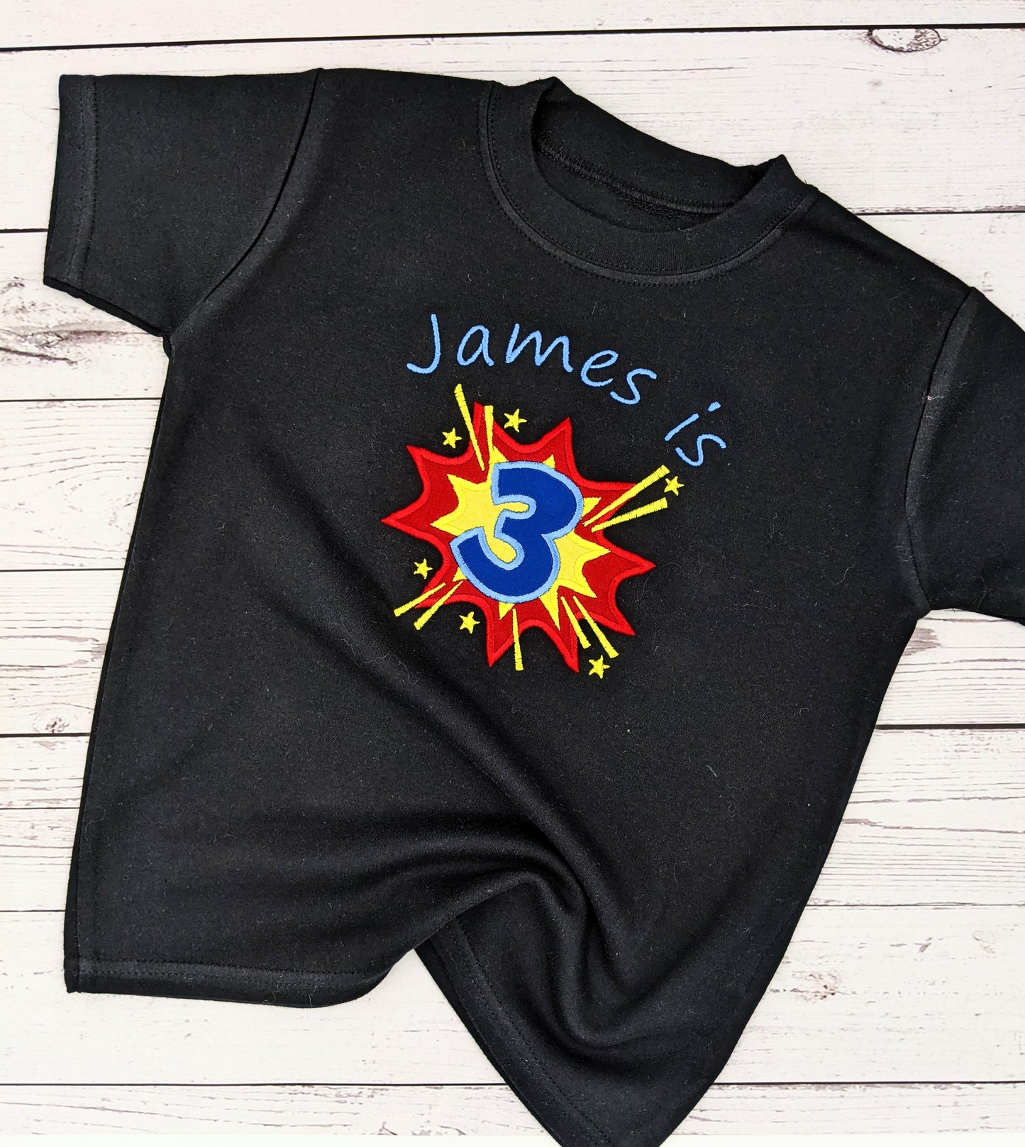 Children Superhero Birthday Tshirt - Embroidery