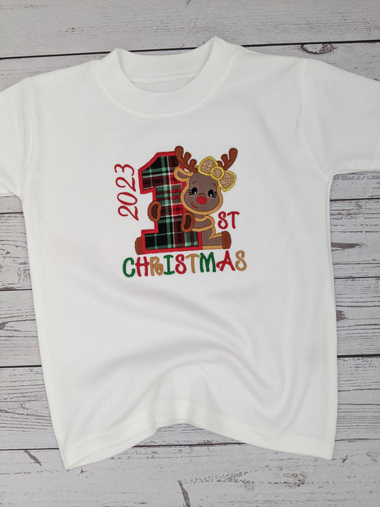 My First Christmas - Tshirt or Sweatshirt with Rudolph the Reindeer (BOY)