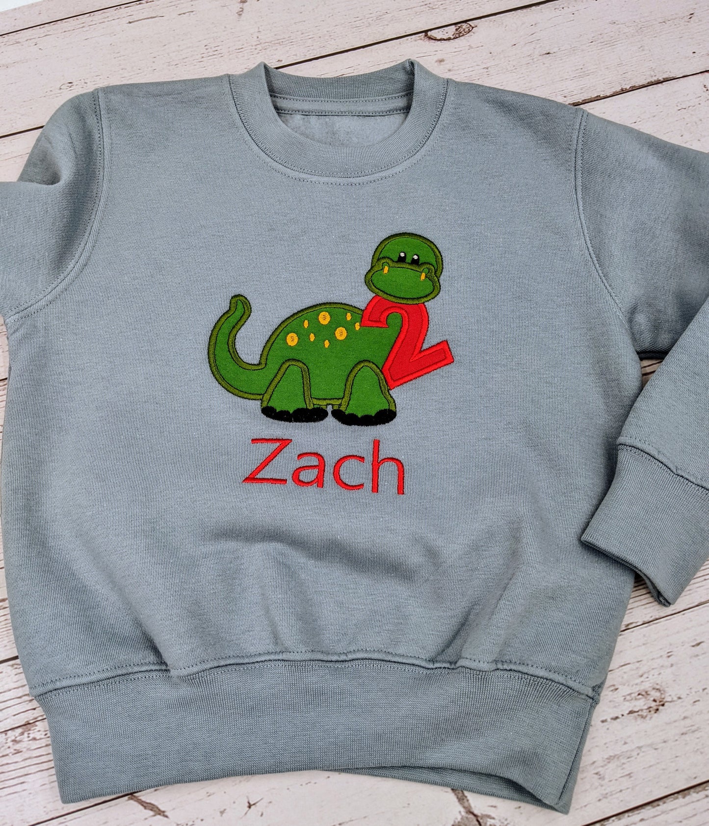 Children Personalised Birthday sweatshirt with Cute Dinosaur Diplodocus - Embroidery