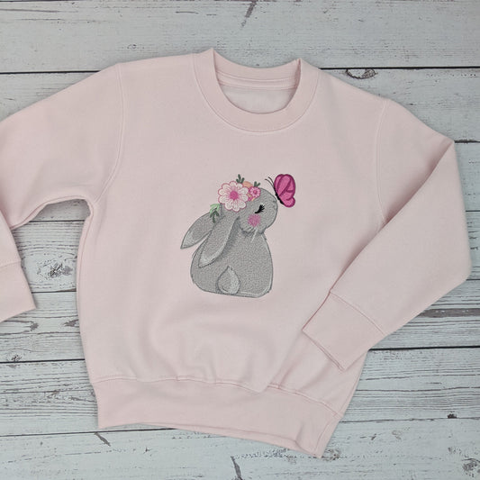 Children Easter Sweatshirt with Cute  Bunny  - Embroidery