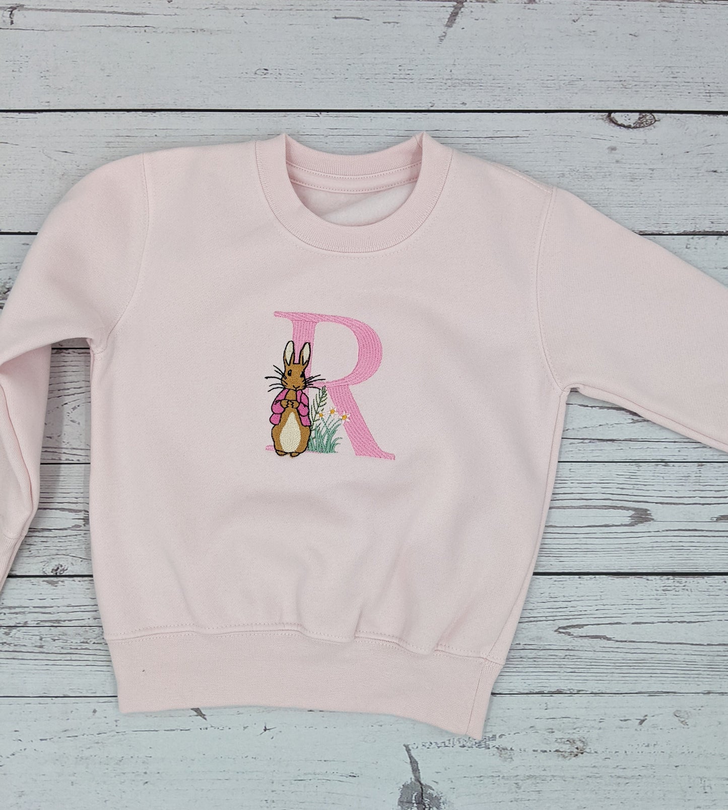 Blue or Pink cute Rabbit with Monogram Letter Sweatshirt