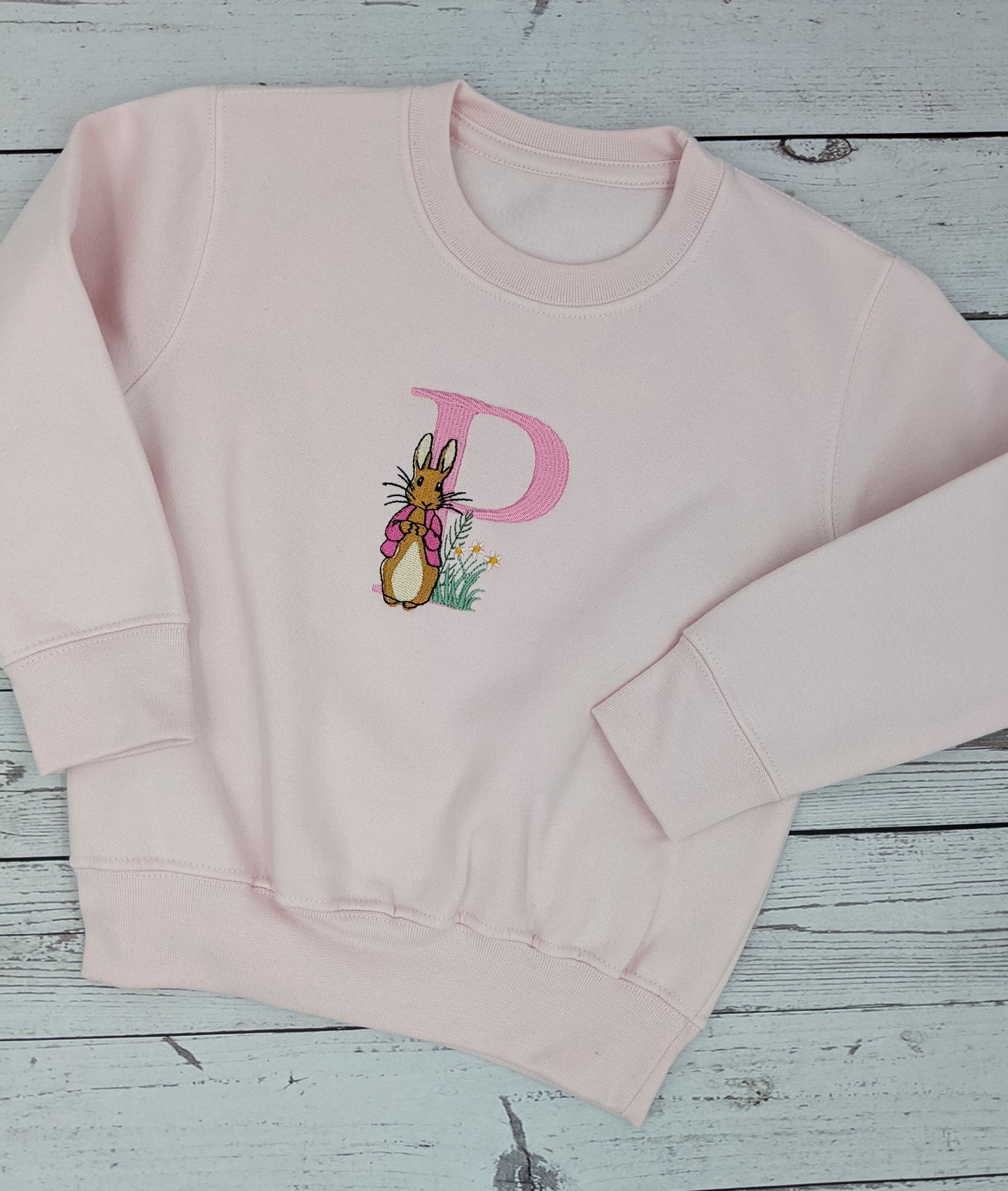 Blue or Pink cute Rabbit with Monogram Letter Sweatshirt