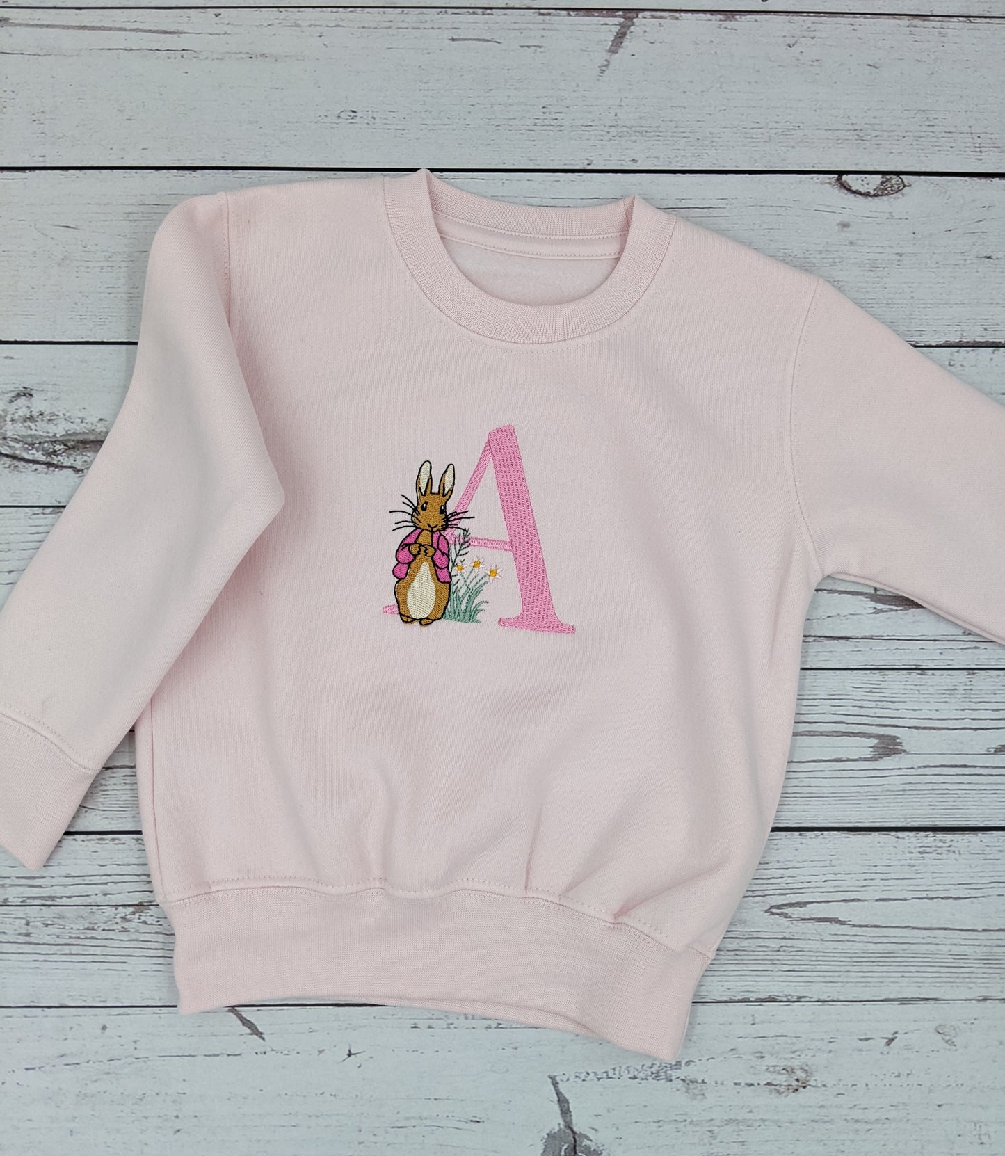 Blue or Pink cute Rabbit with Monogram Letter Sweatshirt