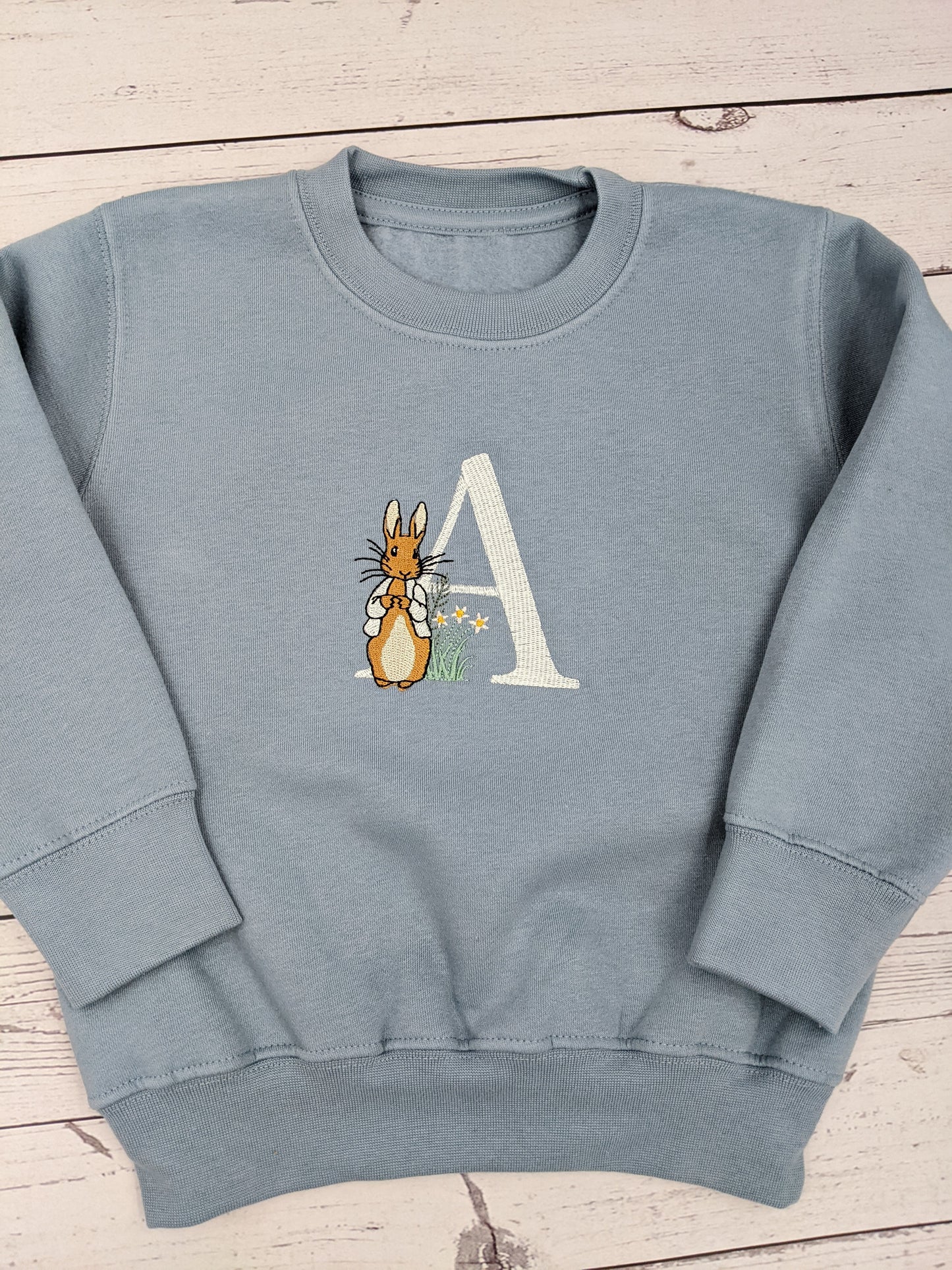 Blue or Pink cute Rabbit with Monogram Letter Sweatshirt