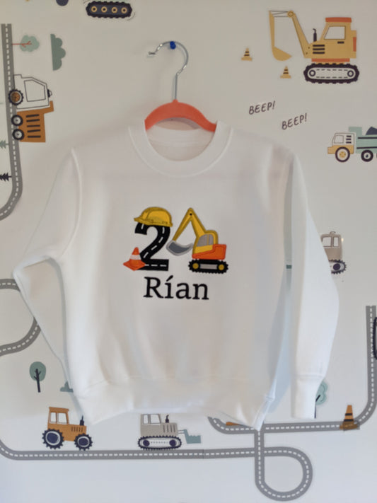 Excavator Sweatshirt  | Excavator with name and number shirt | Embroidered