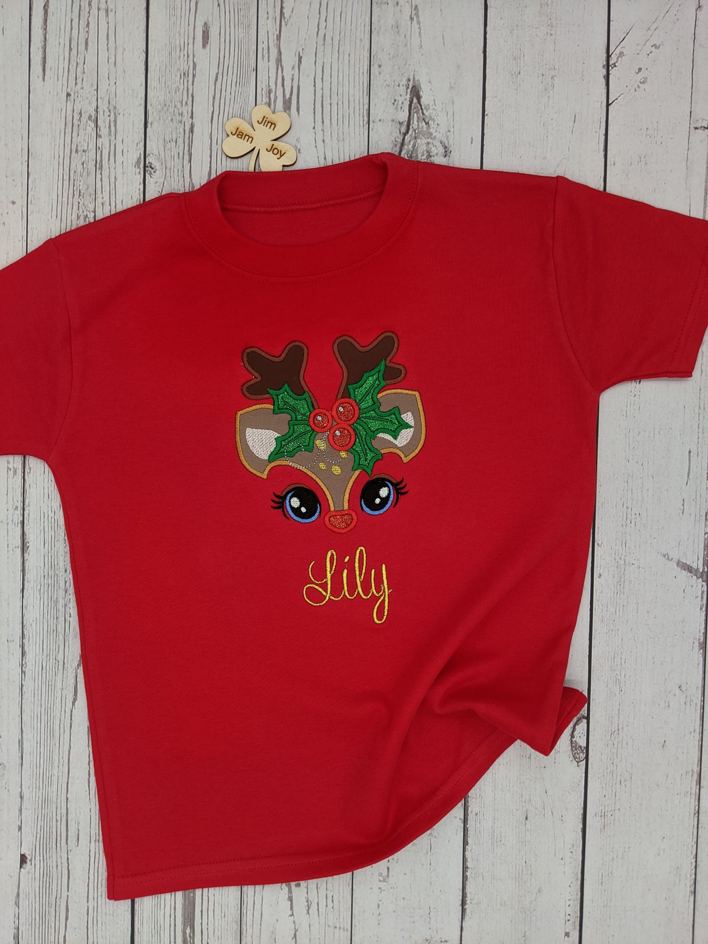 Christmas reindeer Tshirt personnalised with Name