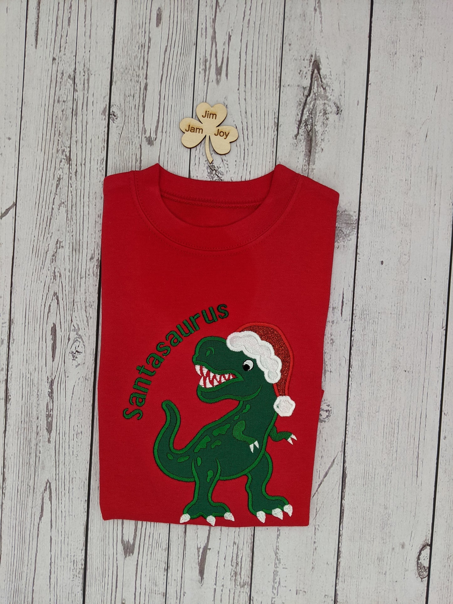 Christmas Santasaurus Tshirt personnalised with Name