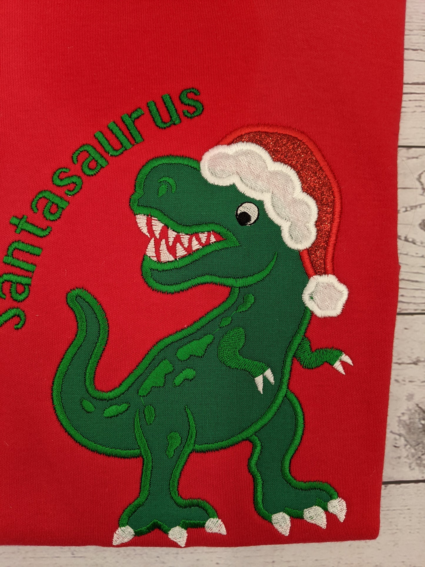 Christmas Santasaurus Tshirt personnalised with Name