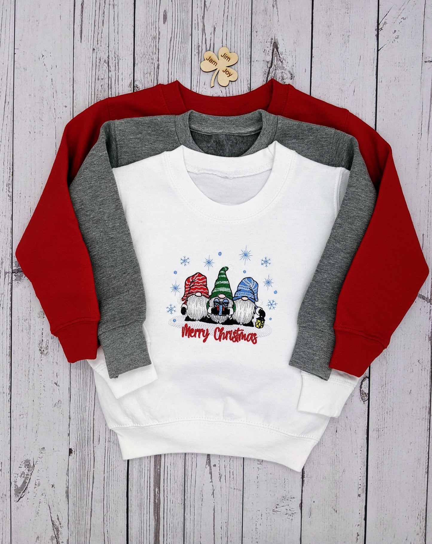 Children's Christmas Sweatshirt | Personalised | Christmas Jumper | Gnomes Gonks | Xmas Jumper | Embroidered