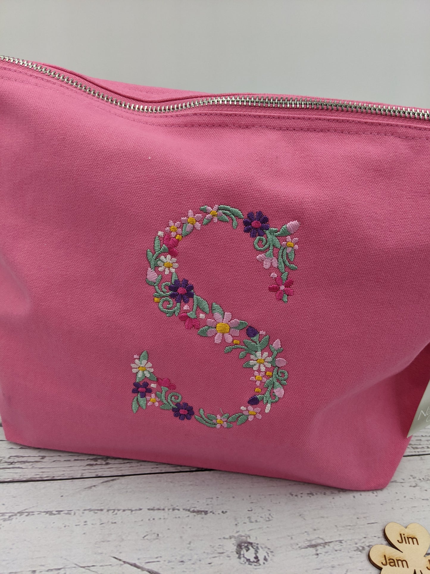 Personalised Cotton Accessories Pouch - Monogram Pouch  - Toilet Bag - Travel Pouch - Initial Bag - Embroidery