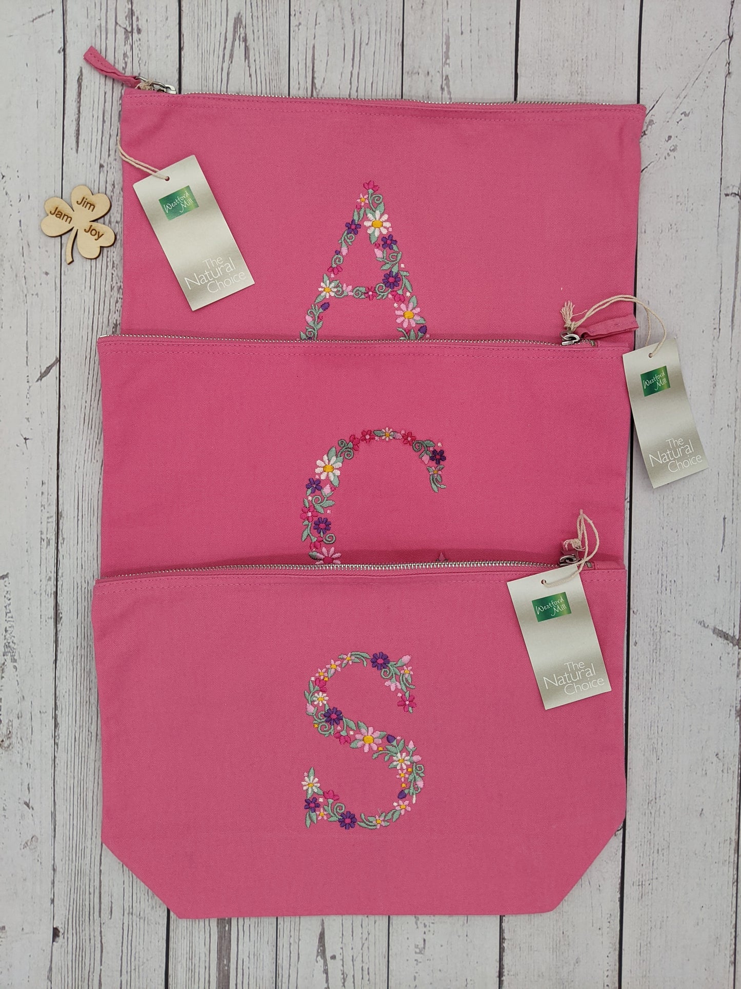 Personalised Cotton Accessories Pouch - Monogram Pouch  - Toilet Bag - Travel Pouch - Initial Bag - Embroidery