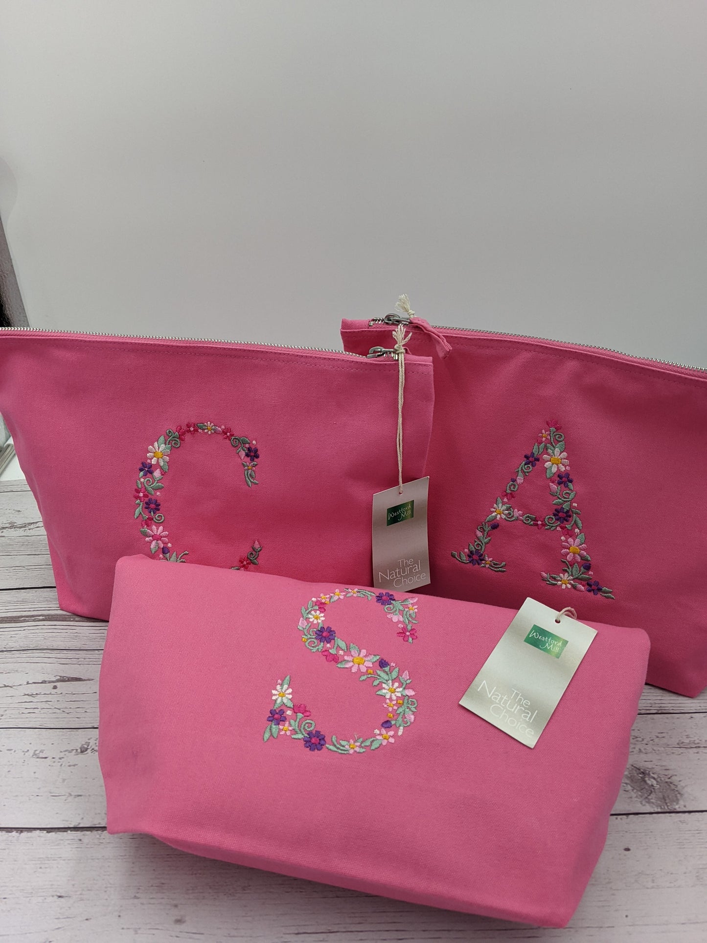 Personalised Cotton Accessories Pouch - Monogram Pouch  - Toilet Bag - Travel Pouch - Initial Bag - Embroidery