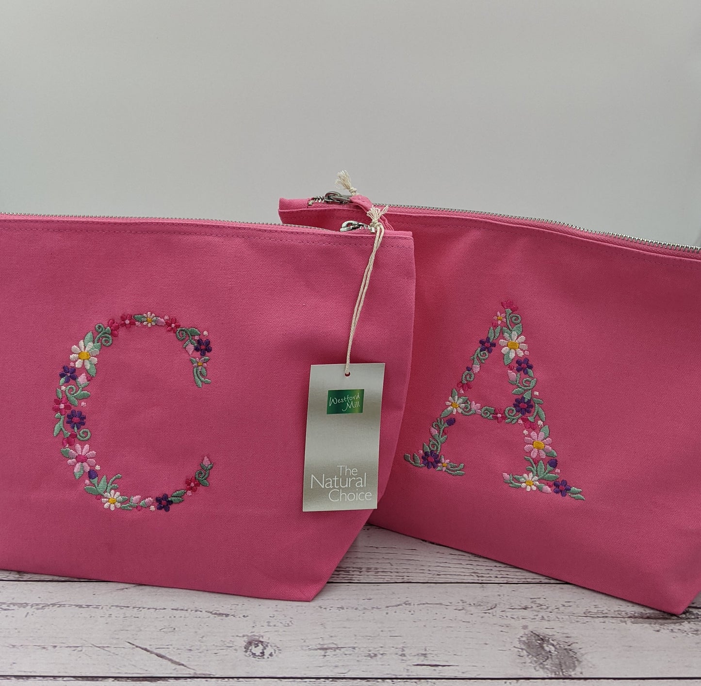 Personalised Cotton Accessories Pouch - Monogram Pouch  - Toilet Bag - Travel Pouch - Initial Bag - Embroidery