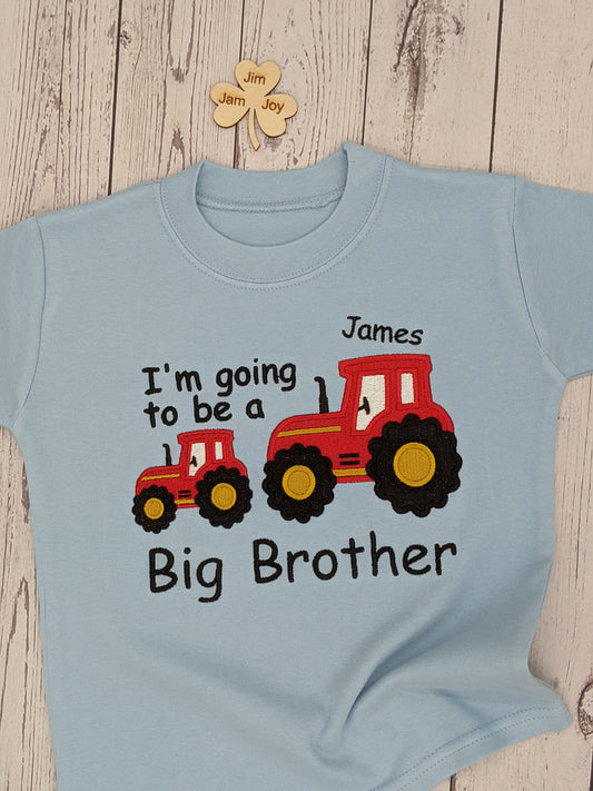 Big Brother t shirt, | Birth Announcement Top | Gifts For Boys | Pregnancy announcement | Personalized | Embroidery | Tractor