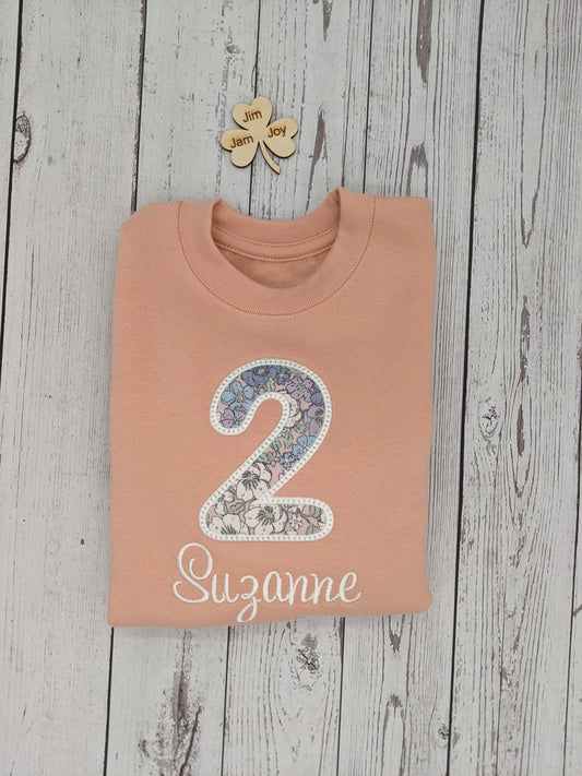 Birthday Number swweatshirt with number and name