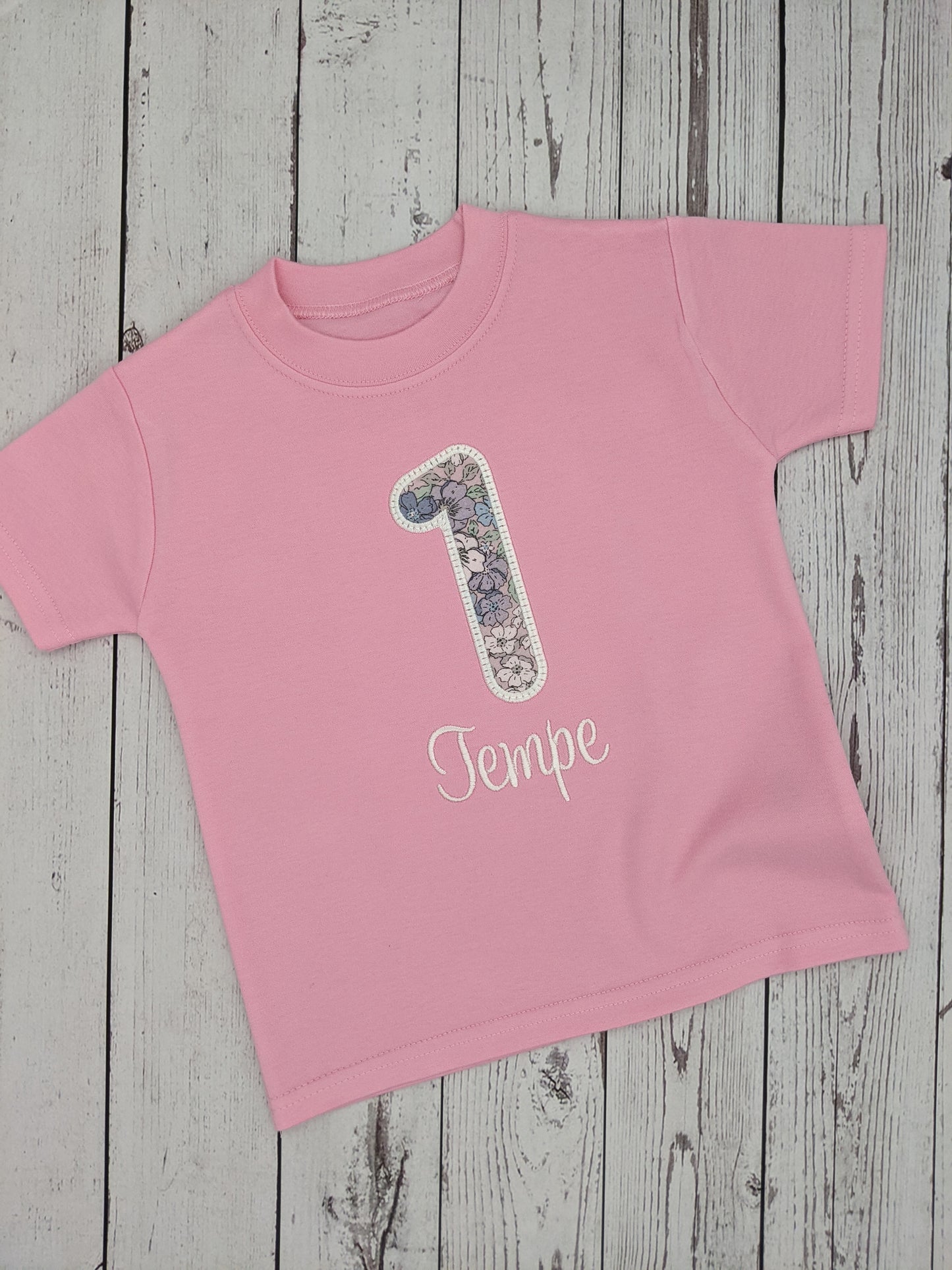 Personalised Children's Birthday Tshirt | Flowers | Dinosaurs | Space | Embroidery