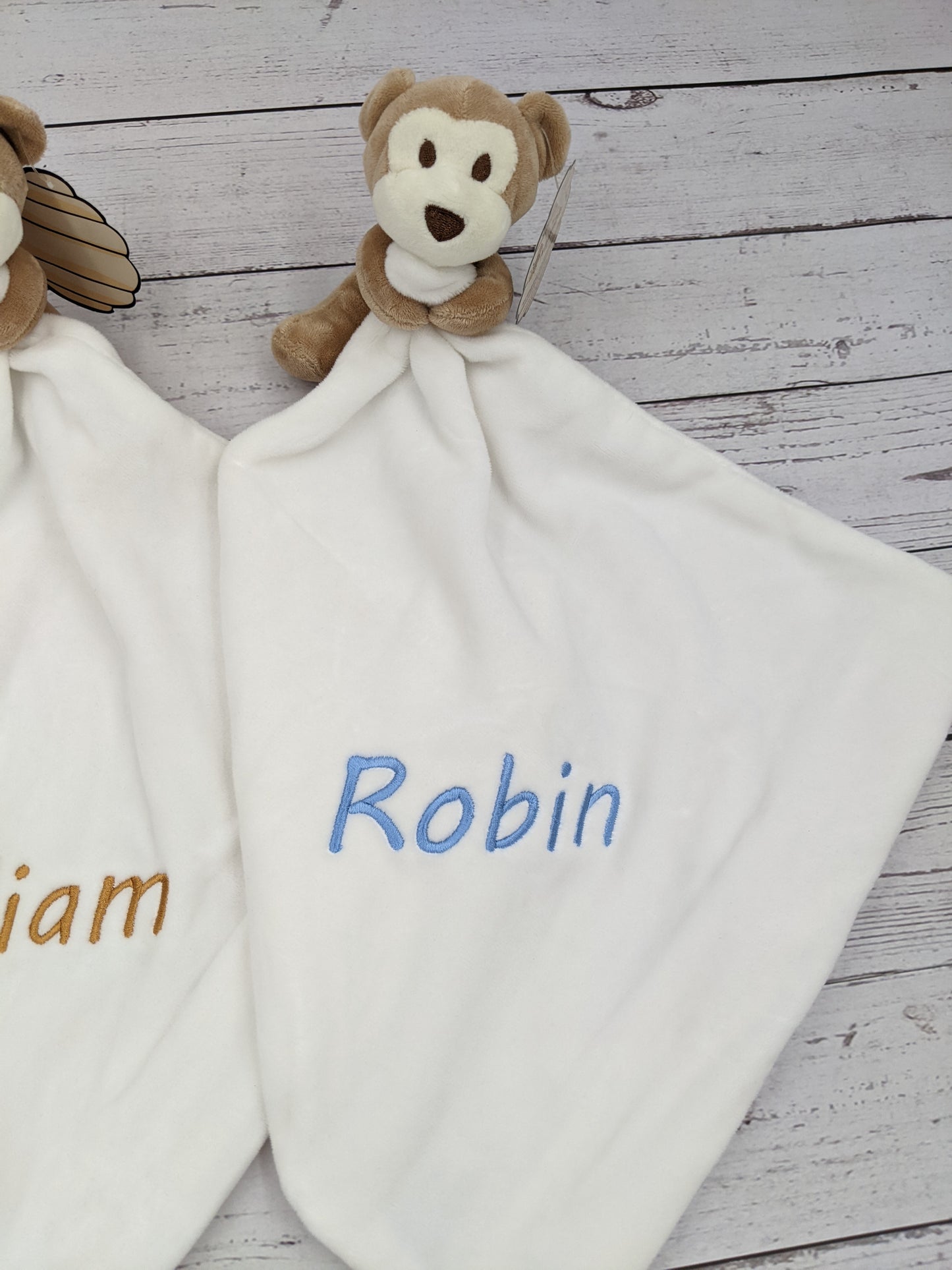 Personalised Baby Comforter - Embroidered - Monkey