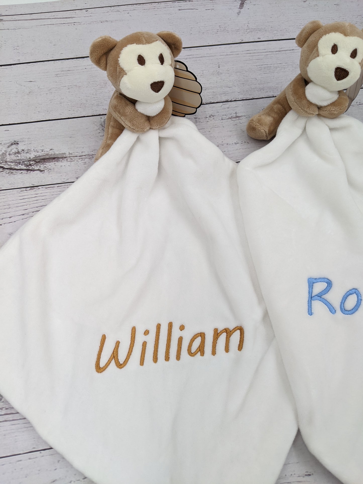 Personalised Baby Comforter - Embroidered - Monkey