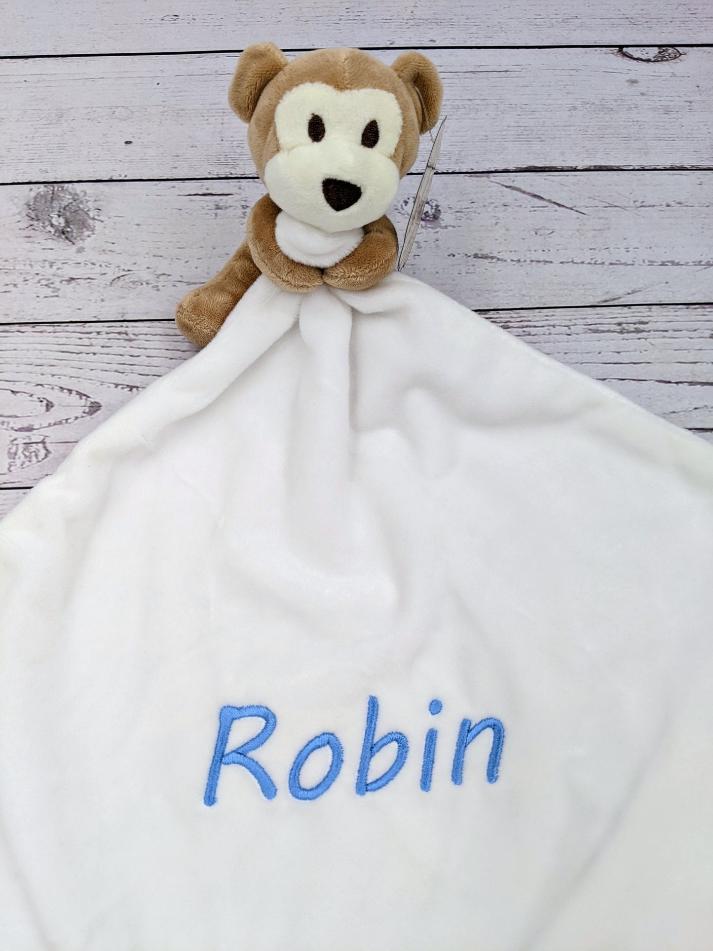 Personalised Baby Comforter - Embroidered - Monkey