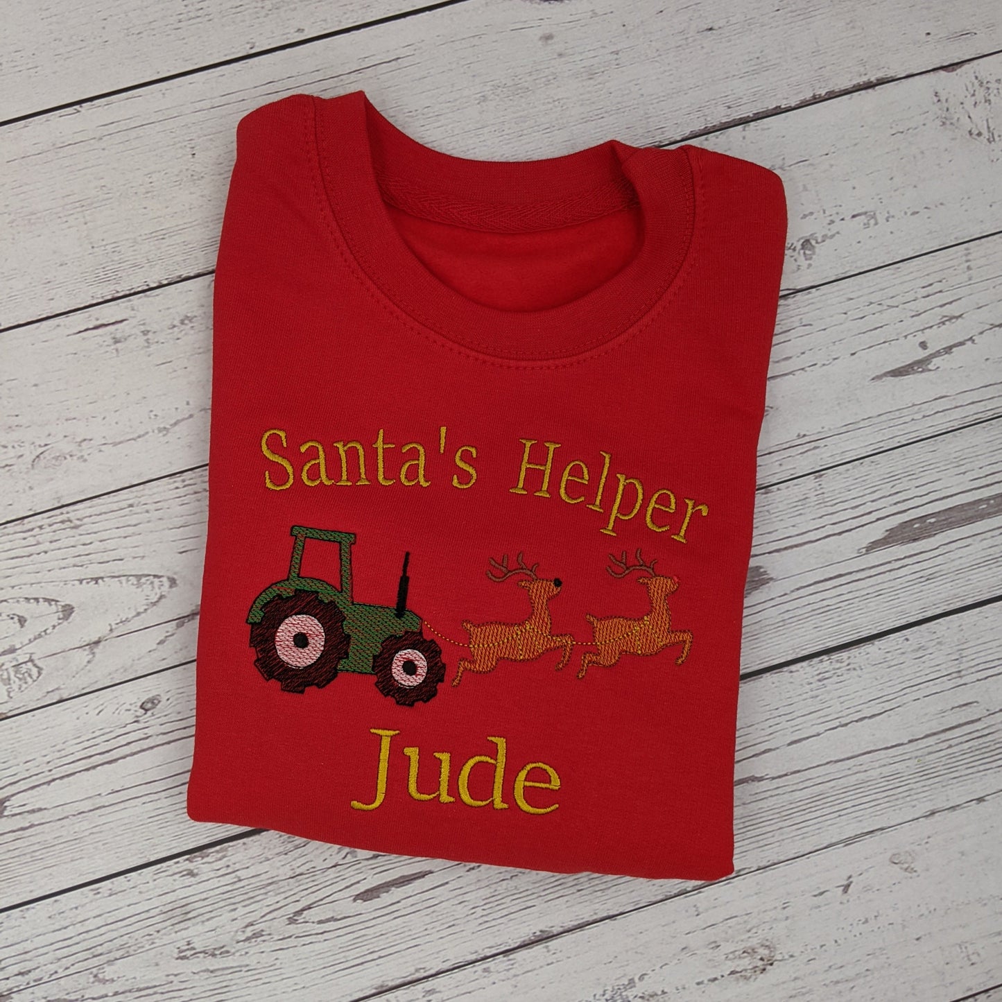 Children's Christmas Sweatshirt | Personalised | Christmas Jumper | Rudolph Santa's Helper | Xmas Jumper | Embroidered