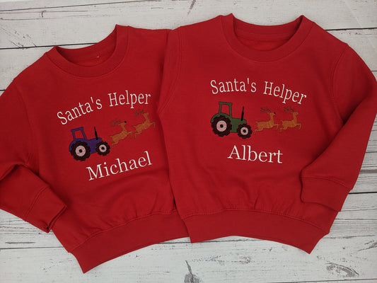 Children's Christmas Sweatshirt | Personalised | Christmas Jumper | Rudolph Santa's Helper | Xmas Jumper | Embroidered