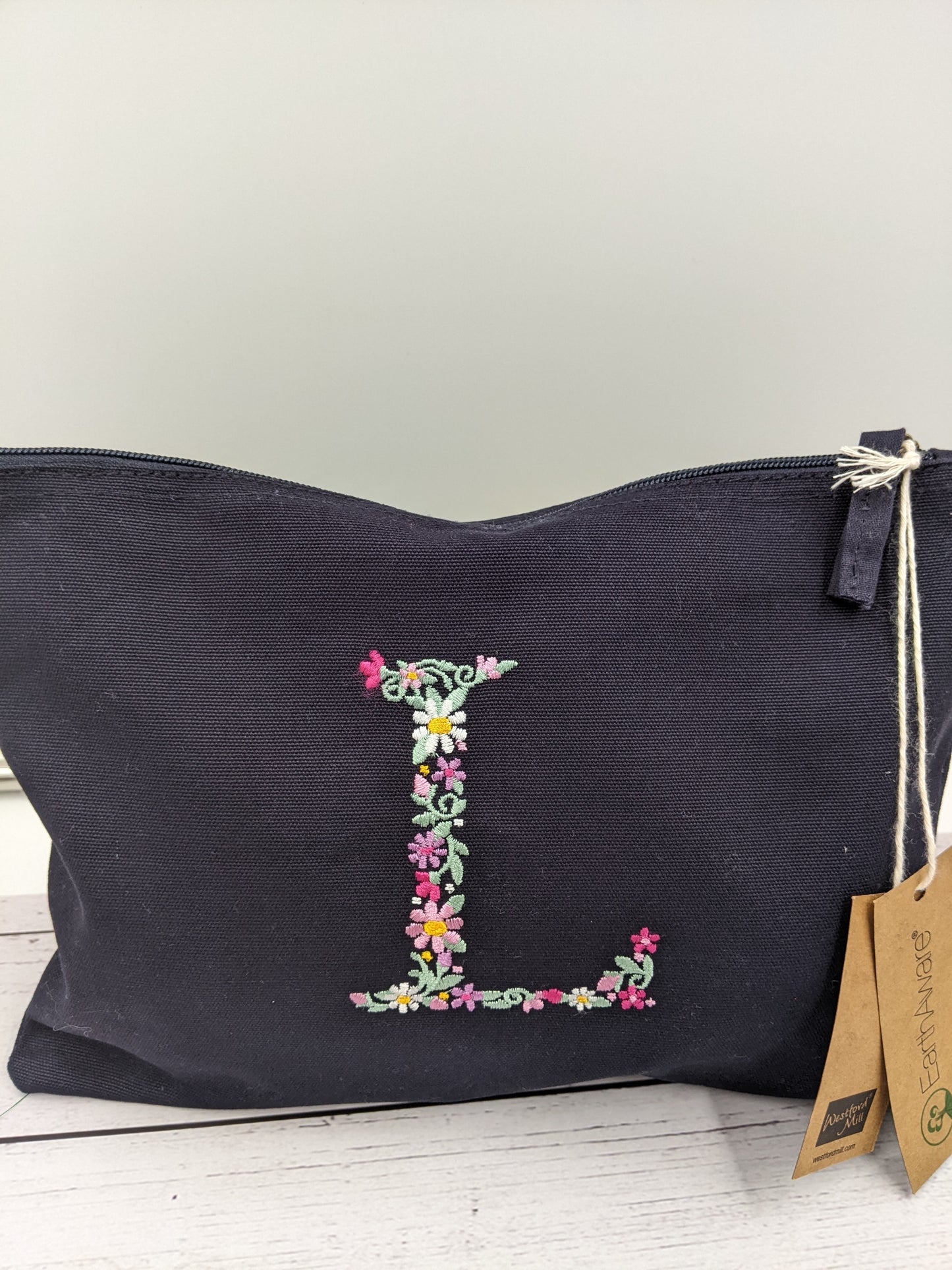 Personalised Accessory Cosmetic - Make Up Bag - Flower Monogram Initial