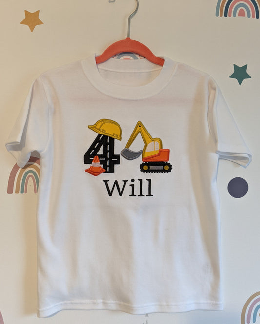 Excavator Tshirt | Excavator with name and number shirt | Embroidered