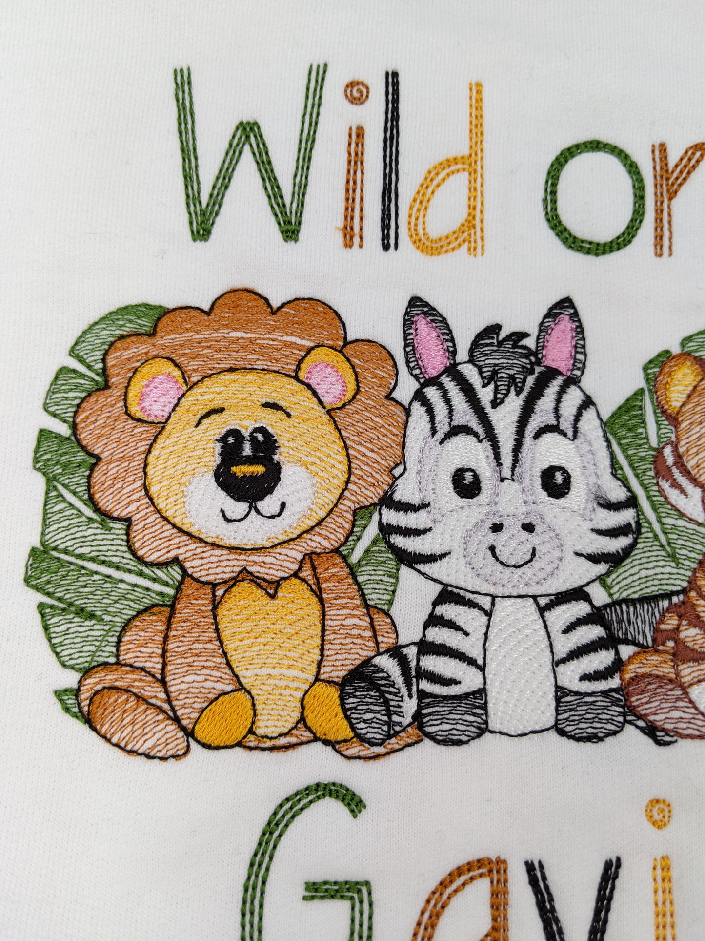 Children Personalised 1st  Birthday Sweatshirt  with Safari Animals  - Embroidery