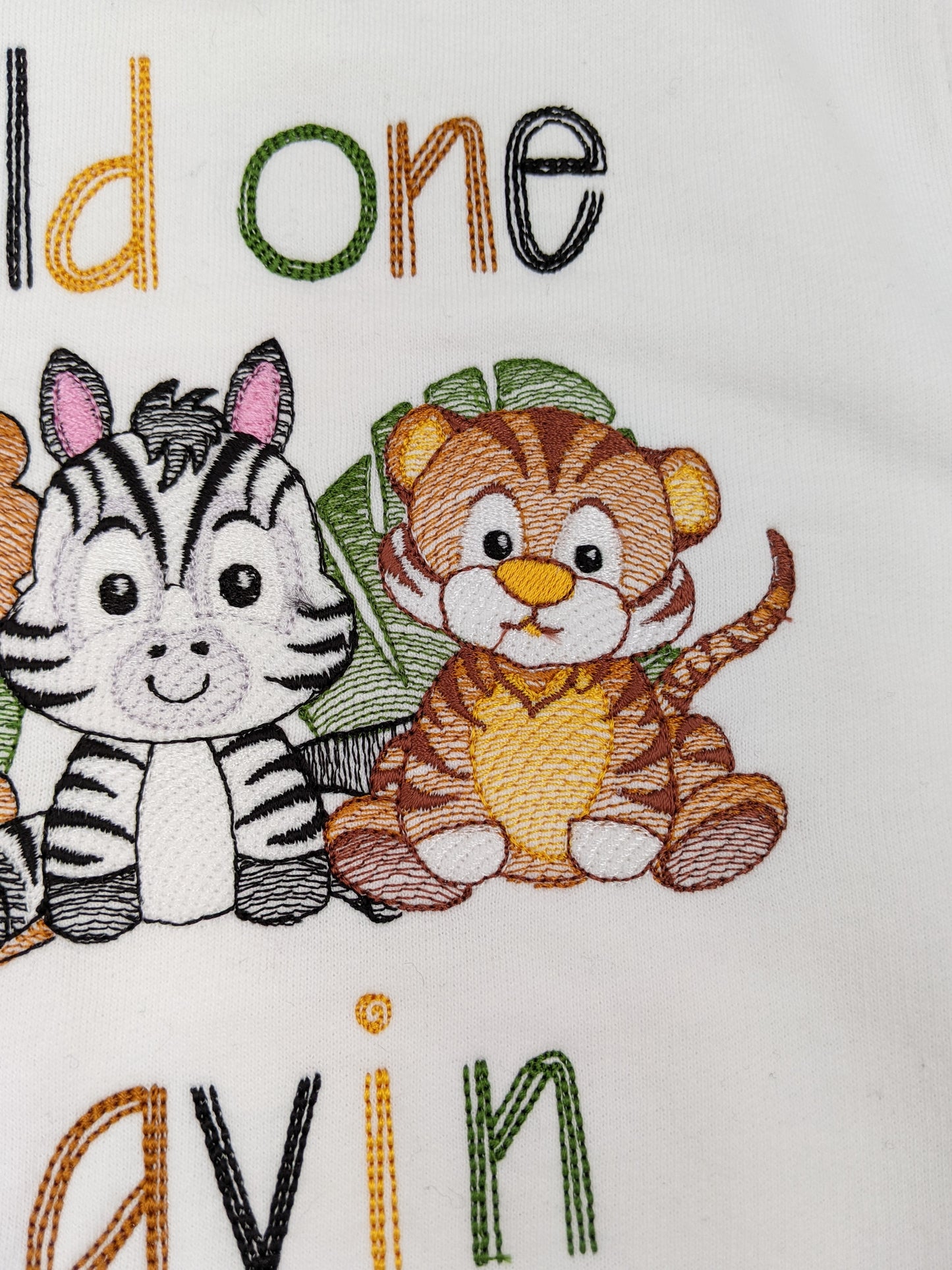 Children Personalised 1st  Birthday Sweatshirt  with Safari Animals  - Embroidery