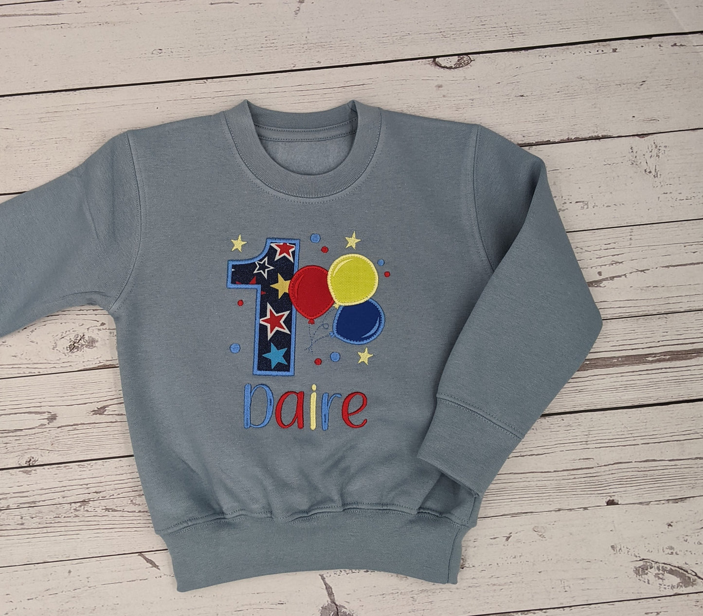 Children Personalised Birthday Sweatshirt with Balloons- Embroidery