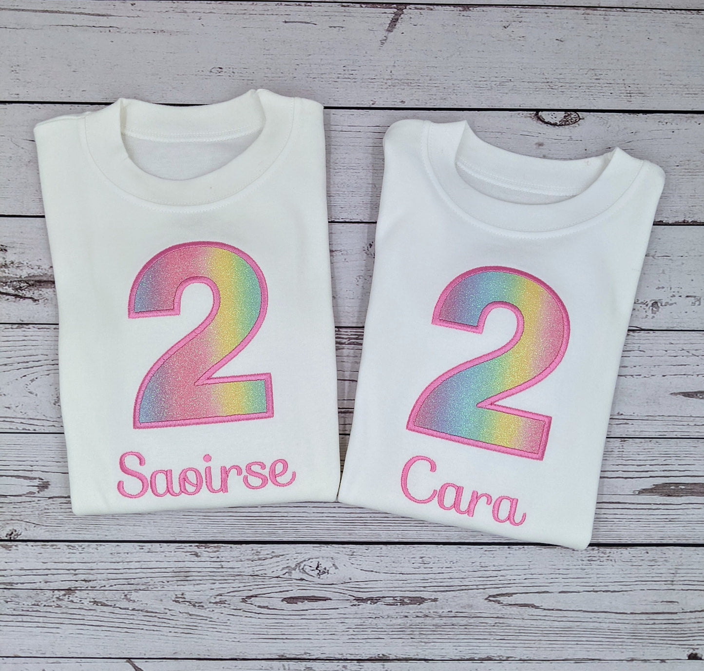 Children Personalised Birthday Number t-shirt with Pastel Colors | Birthday Princess | Embroidery