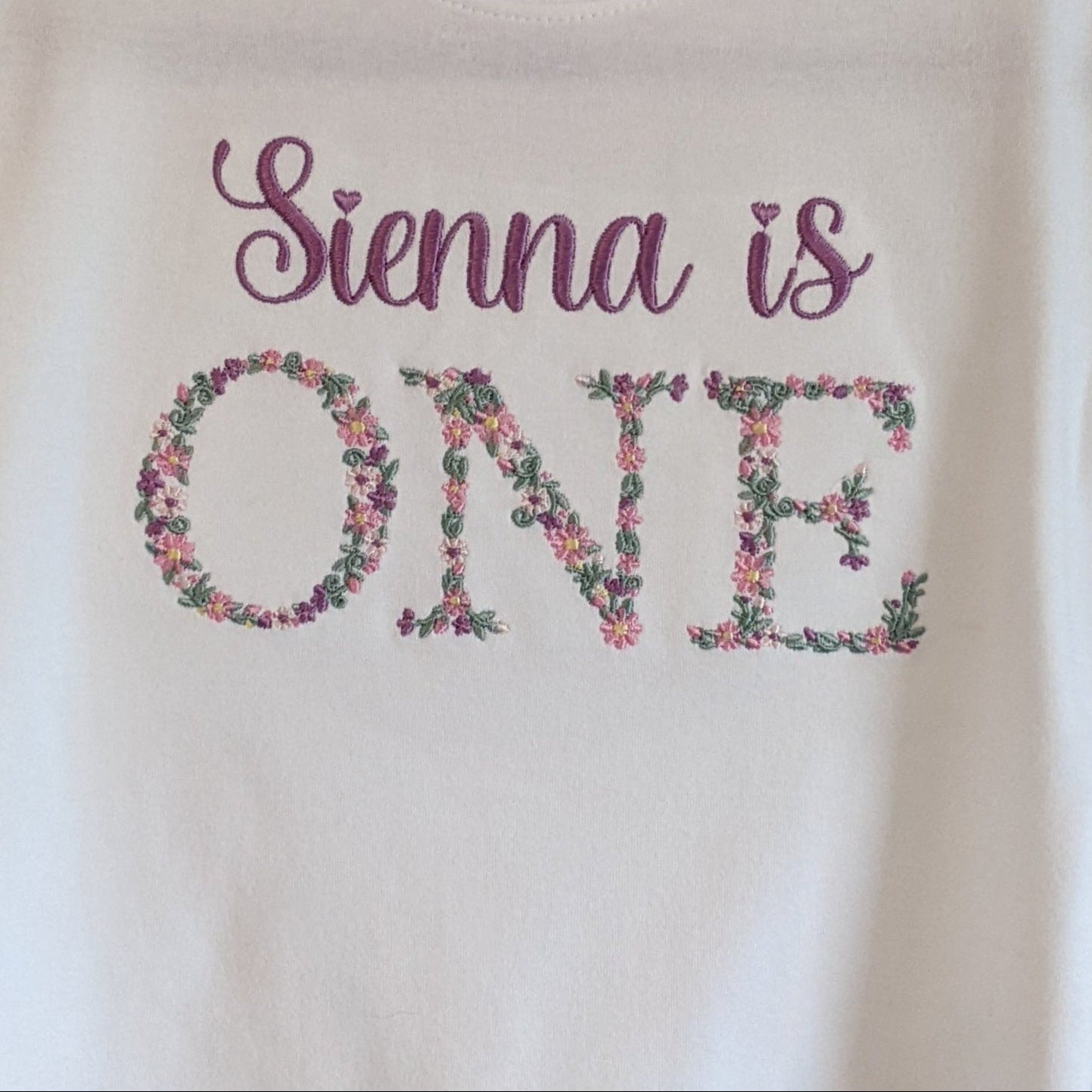 Children Personalised 1st Birthday Sweatshirt with Monogram Floral Font- Embroidery