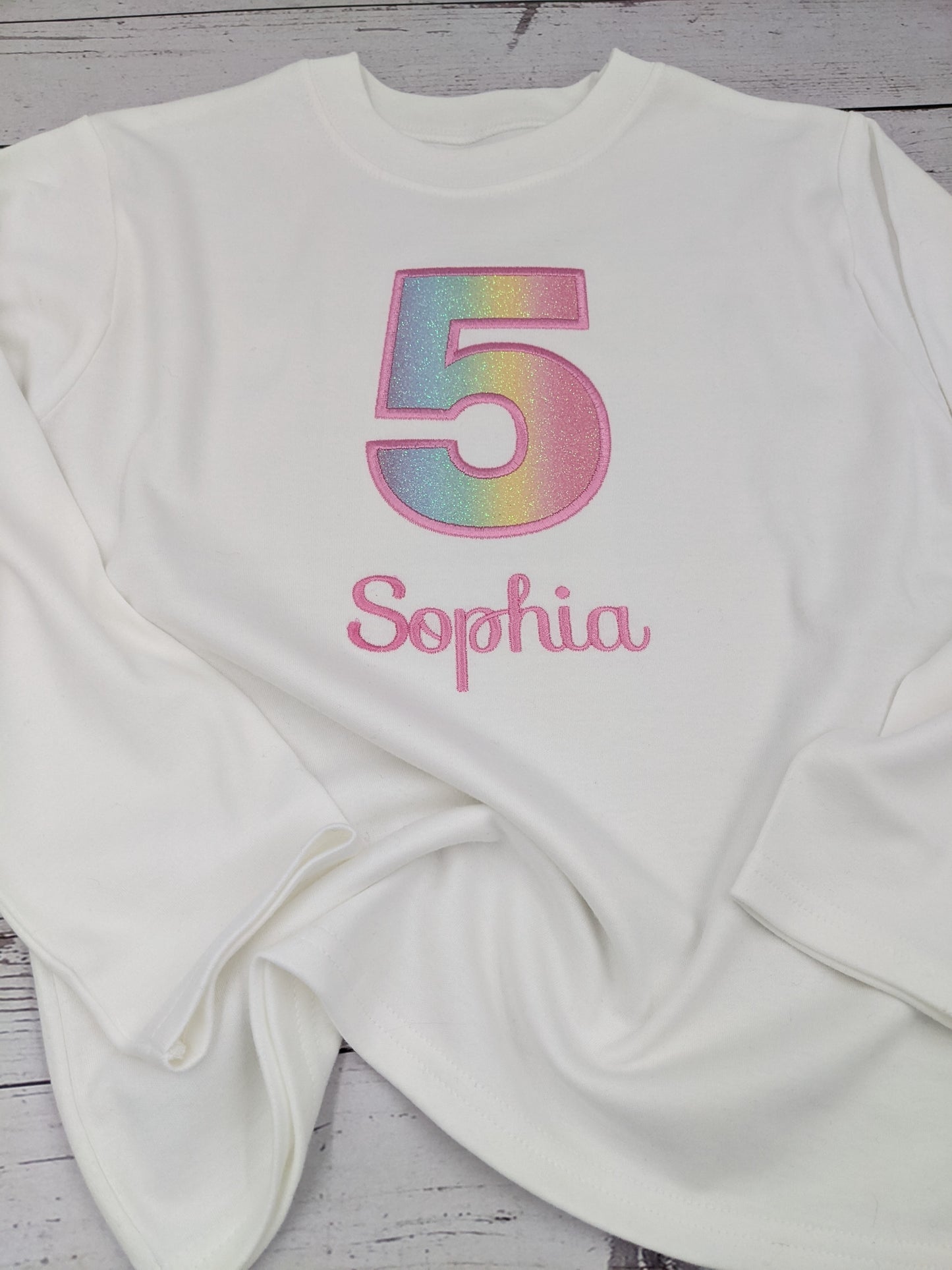 Children Personalised Birthday Number t-shirt with Pastel Colors | Birthday Princess | Embroidery