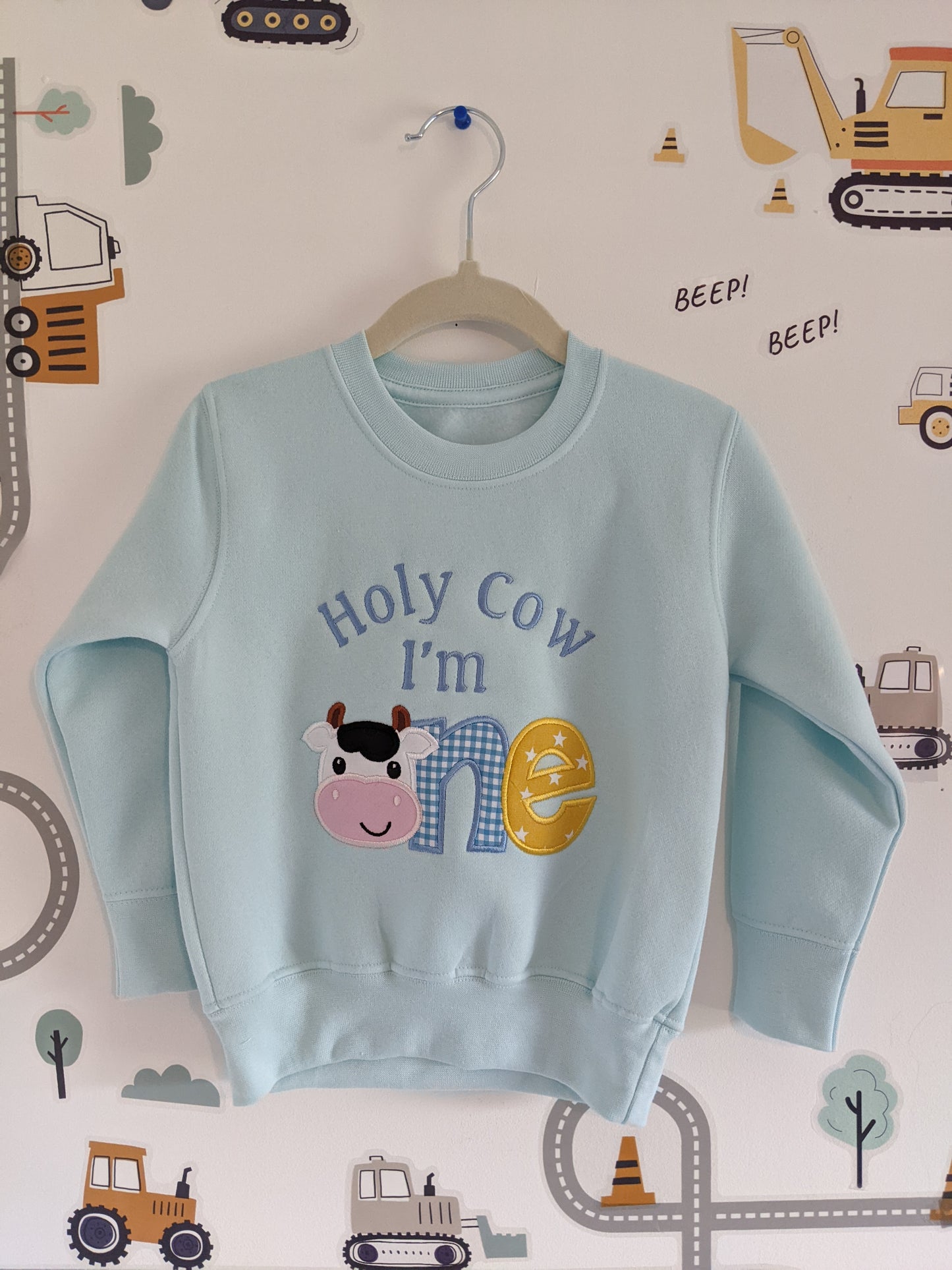 Holy Cow I'm ONE  Sweatshirt  | Embroidered