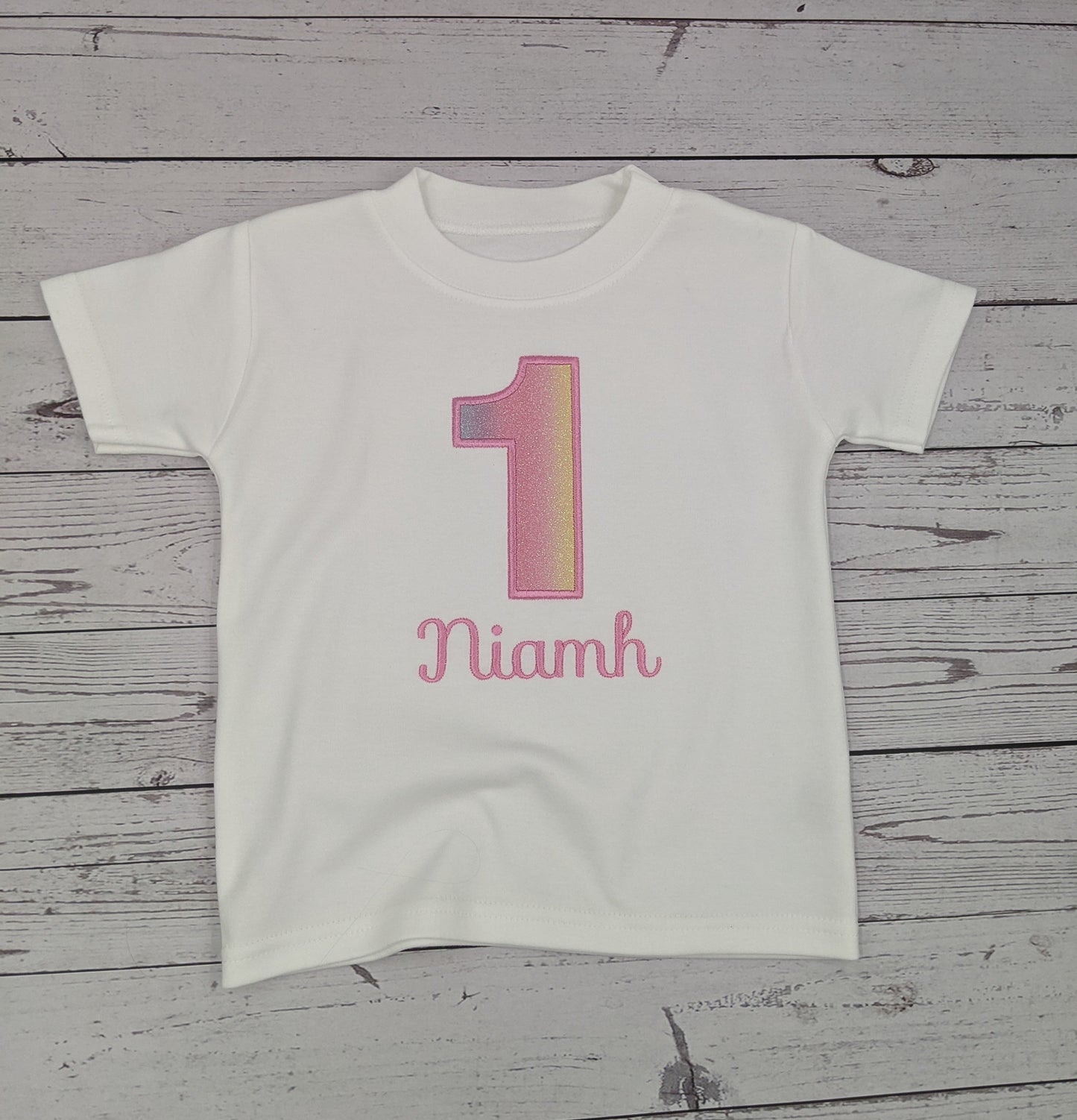 Children Personalised Birthday Number t-shirt with Pastel Colors | Birthday Princess | Embroidery