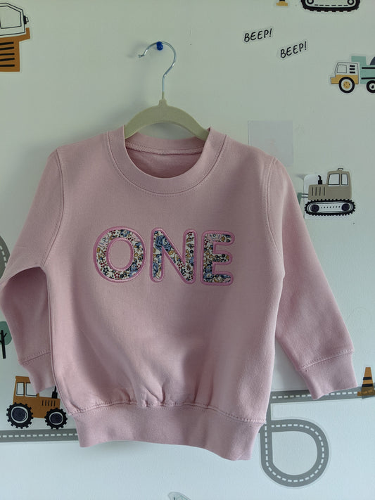 Children's  First Birthday Sweatshirt | All Age |  Flowers | Dinosaurs | Space  | Embroidery