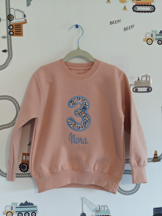 Children's  Birthday Sweatshirt |  Flowers | Dinosaurs | Space  | Embroidery