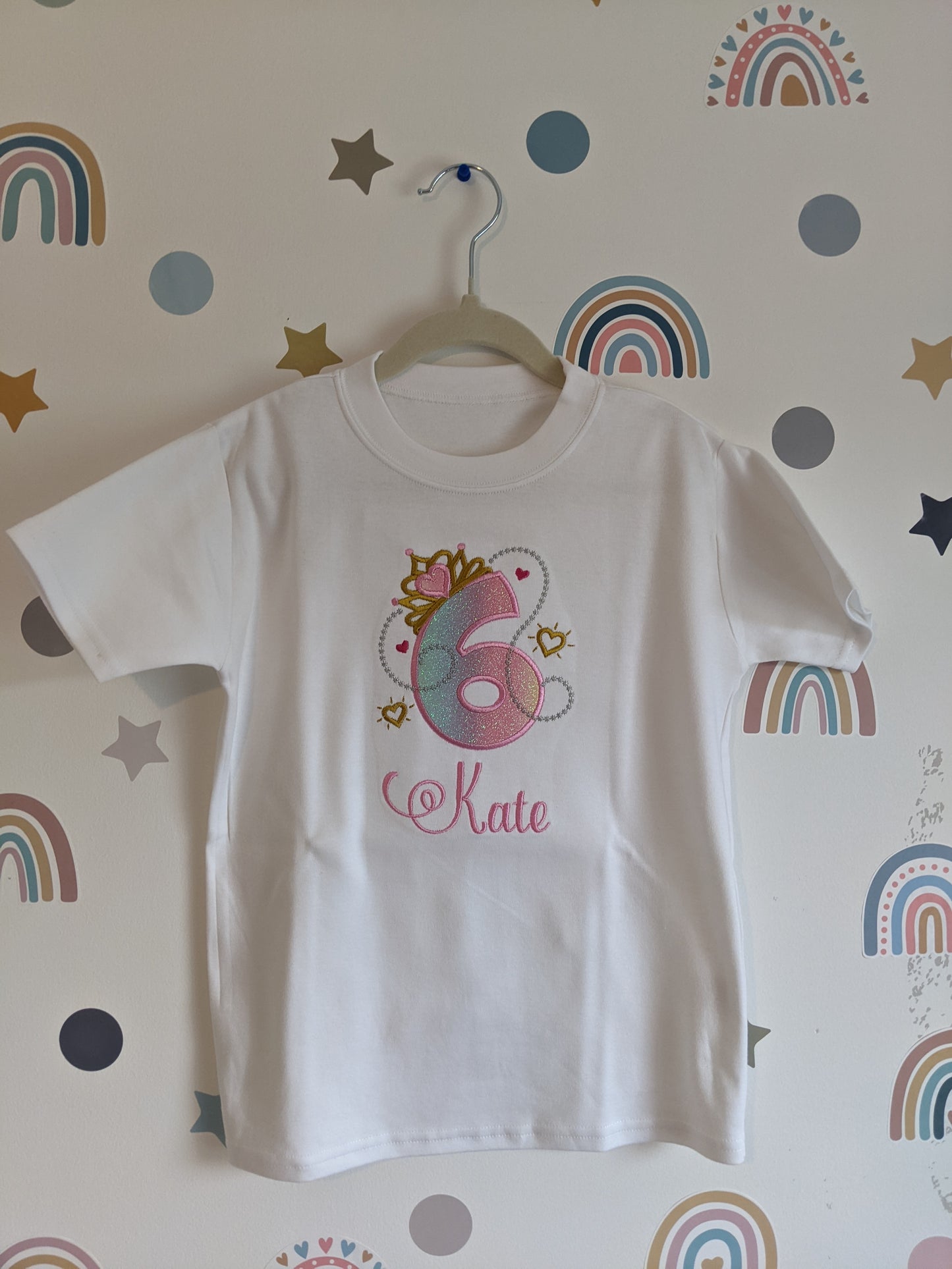 Children Personalised Princess Tiara  Birthday Tshirt | Embroidery